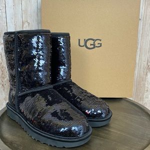 black sequin ugg boots size 8